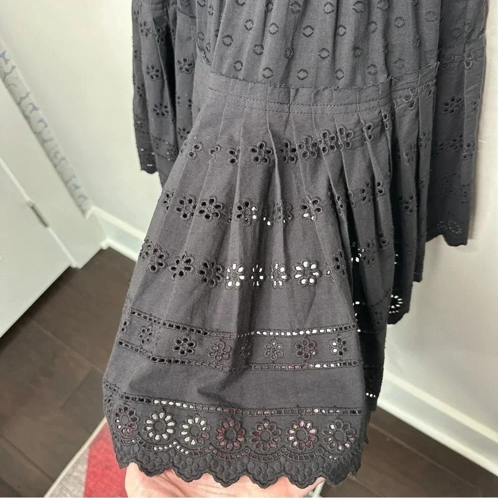 Roller Rabbit The Arista Black Eyelet Mini Dress Size Small Cotton Neutral‎
